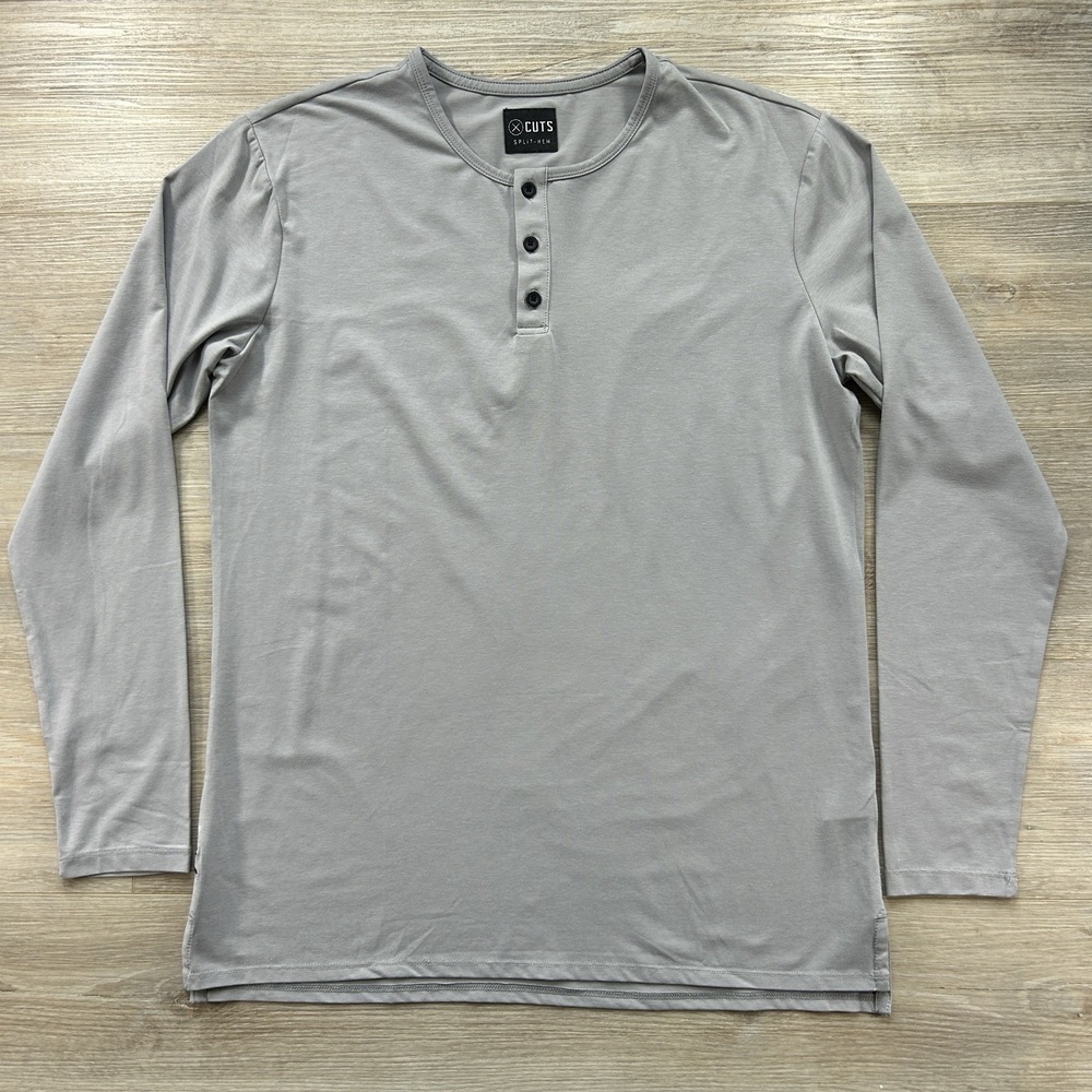 Cuts Clothing Large Gray Henley Tee Stretch‎ Short Sleeve Pyca Pro